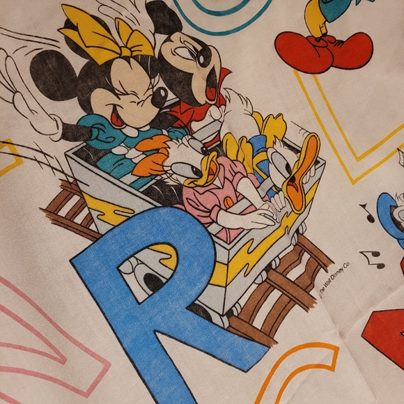 VTG Pacific Disney Alphabet Double Flat Sheet Mickey Minnie Donald Goofy - Picture 5 of 8